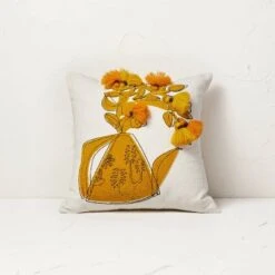 Floral Watering Pitcher Square Throw Pillow With Tassels - Opalhouse™ Designed With Jungalow™ -Opalhouse Homeware GUEST 295bbf4a 7932 4570 9c93 22f266108cb5