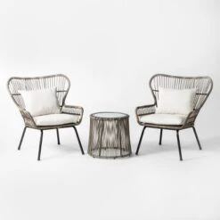 Latigo 3pc Rattan Patio Chat Set, Outdoor Furniture Set - Gray/Brown - Opalhouse™