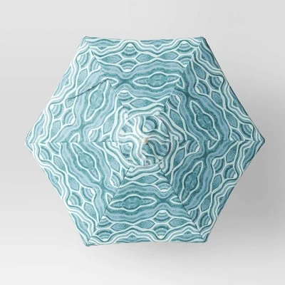 7.5'x7.5' Decorative Trim Scalloped Outdoor Market Umbrella Blue - Opalhouse™ Designed With Jungalow™ 5 7.5'x7.5' Decorative Trim Scalloped Outdoor Market Umbrella Blue - Opalhouse™ Designed With Jungalow™ - Image 3