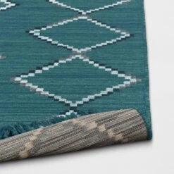 5' X 7' Soft Moroccan Tapestry With Double Knot Fringe Woven Outdoor Rug Teal - Opalhouse™ -Opalhouse Homeware GUEST 3a15645d 40e3 4c67 92df d55f6ad30a10