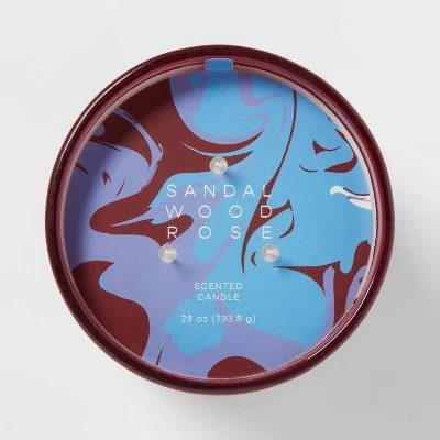 28oz Glass Sandalwood Rose Candle Burgundy - Opalhouse™ 5 28oz Glass Sandalwood Rose Candle Burgundy - Opalhouse™ - Image 3