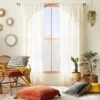1pc Sheer Banded Geo Macrame Window Curtain Panel White - Opalhouse™ Designed With Jungalow™
