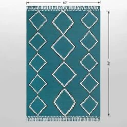 5' X 7' Soft Moroccan Tapestry With Double Knot Fringe Woven Outdoor Rug Teal - Opalhouse™ -Opalhouse Homeware GUEST 59e527ba 7512 4b3c 92ea 0b2f51cfc486