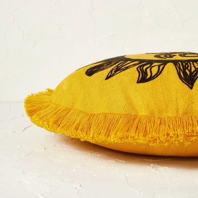 Round Embroidered Sun Fringe Decorative Throw Pillow Gold - Opalhouse™ Designed With Jungalow™ 4 Round Embroidered Sun Fringe Decorative Throw Pillow Gold - Opalhouse™ Designed With Jungalow™ - Image 2