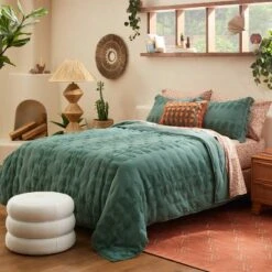 Vintage Chenille Sunset & Vine Quilt Sham Light Teal - Opalhouse™ Designed With Jungalow™