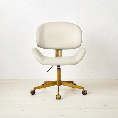 Mahonia Faux Leather Office Chair Cream/Aged Brass - Opalhouse™ Designed With Jungalow™ 3 Mahonia Faux Leather Office Chair Cream/Aged Brass - Opalhouse™ Designed With Jungalow™ - Image 2