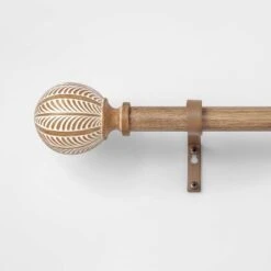Carved Light Woodtone Ball Curtain Rod Natural - Opalhouse™ -Opalhouse Homeware GUEST 7e070734 076e 44dc 94e6 de22767e0af4