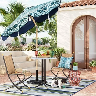 7.5'x7.5' Decorative Trim Scalloped Outdoor Market Umbrella Blue - Opalhouse™ Designed With Jungalow™ 3 7.5'x7.5' Decorative Trim Scalloped Outdoor Market Umbrella Blue - Opalhouse™ Designed With Jungalow™