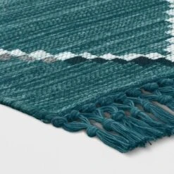 7' X 10' Soft Moroccan Woven Tapestry With Double Knot Fringe Outdoor Rug Teal - Opalhouse™ -Opalhouse Homeware GUEST 997dcd8d cab4 4f9a ac65 0ee138b4016b 1