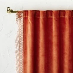 1pc Light Filtering Velvet Macrame Trim Window Curtain Panel Burnt Orange - Opalhouse™ Designed With Jungalow™ -Opalhouse Homeware GUEST 9bfd56a0 ad5c 4df0 98b1 851ec6623ce3