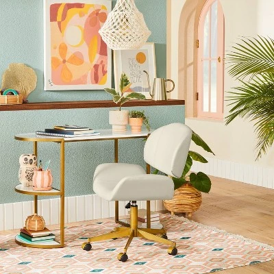 Mahonia Faux Leather Office Chair Cream/Aged Brass - Opalhouse™ Designed With Jungalow™ 2 Mahonia Faux Leather Office Chair Cream/Aged Brass - Opalhouse™ Designed With Jungalow™