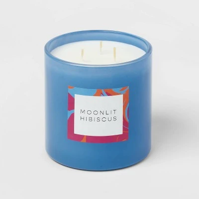 28oz Glass Moonlit Hibiscus Candle Light Blue - Opalhouse™ 4 28oz Glass Moonlit Hibiscus Candle Light Blue - Opalhouse™ - Image 2