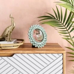 4" X 4" Stoneware Frame With Transparent Crackle Glaze Green - Opalhouse™