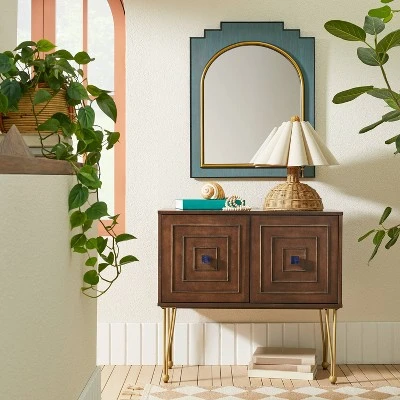 24" X 30" Wood And Brass Wall Mirror Blue - Opalhouse™ Designed With Jungalow™ 3 24" X 30" Wood And Brass Wall Mirror Blue - Opalhouse™ Designed With Jungalow™