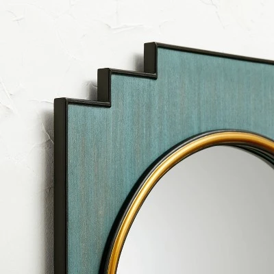 24" X 30" Wood And Brass Wall Mirror Blue - Opalhouse™ Designed With Jungalow™ 4 24" X 30" Wood And Brass Wall Mirror Blue - Opalhouse™ Designed With Jungalow™ - Image 2